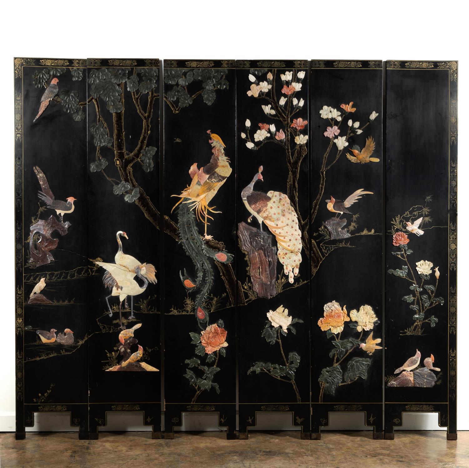 CHINESE SIX-PANEL LACQUER &