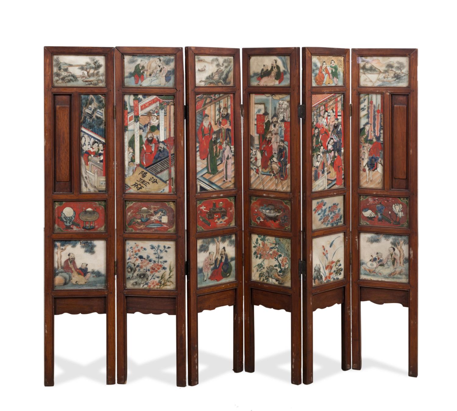 CHINESE SIX PANEL MARBLE INSET