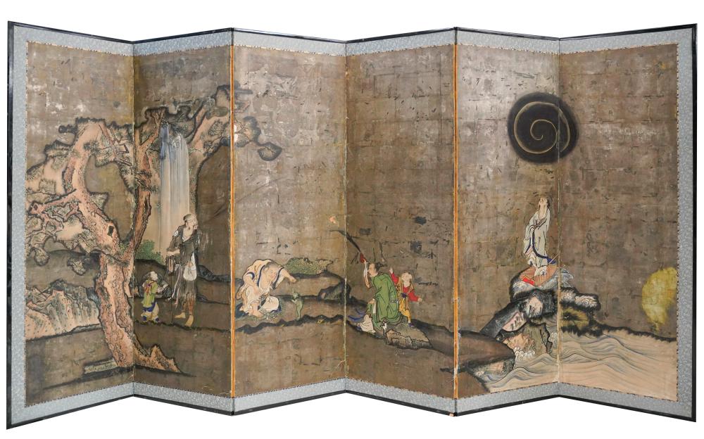 CHINESE SIX-PANEL SCREENpainted
