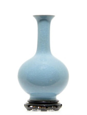 CHINESE SKY BLUE PORCELAIN VAS