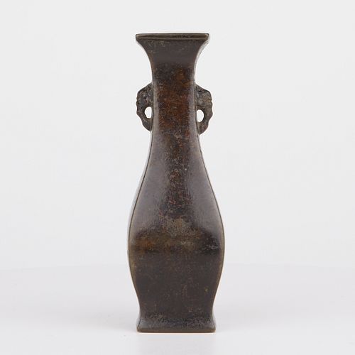 CHINESE SMALL MING BRONZE VASE W/