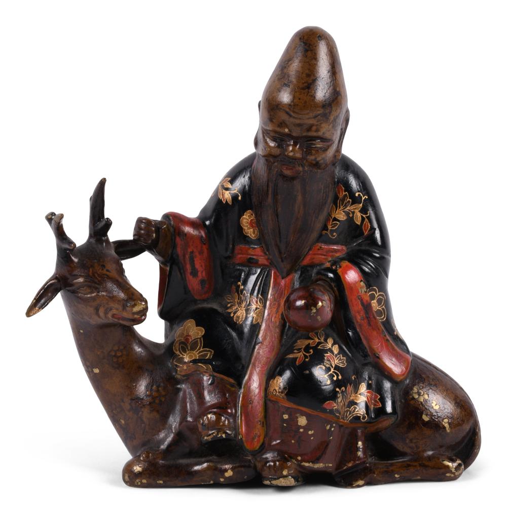 CHINESE SMALL PAINTED BRONZE FIGURE