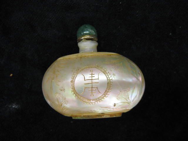 Chinese Snuff Bottle carved abalone