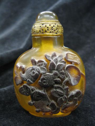 Chinese Snuff Bottle carved amber