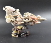 CHINESE SOAPSTONE BOY WITH GOL