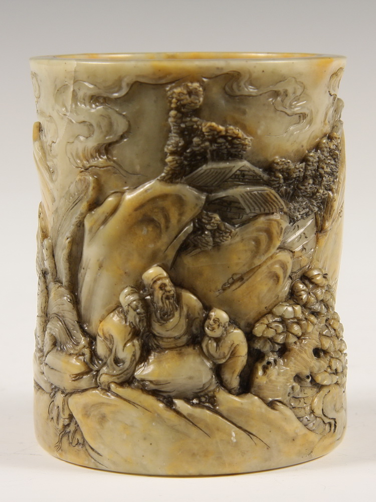 CHINESE SOAPSTONE BRUSH POT - Small
