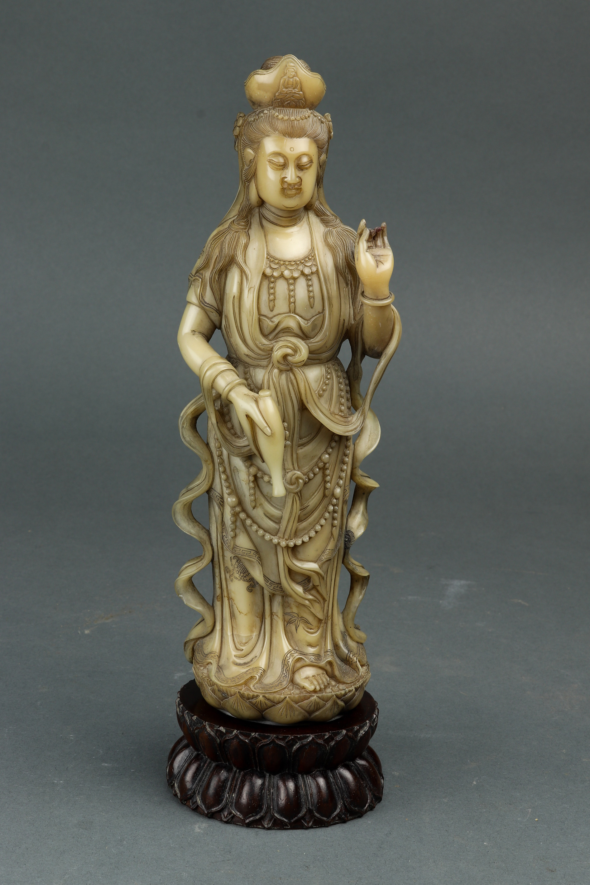 CHINESE SOAPSTONE CARVED GUANYIN