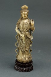 CHINESE SOAPSTONE CARVED GUANY