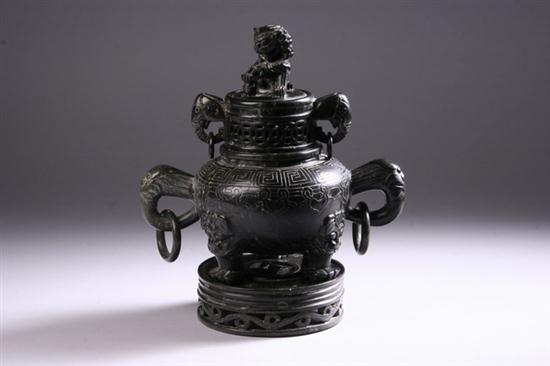 CHINESE SOAPSTONE TRIPOD CENSER.