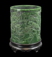 CHINESE SPINACH JADE CARVED BR