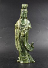 CHINESE SPINACH JADE CARVED GU