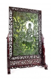 CHINESE SPINACH JADE INSET HAR