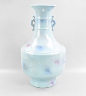 CHINESE SPLASH BLUE GLAZED VAS