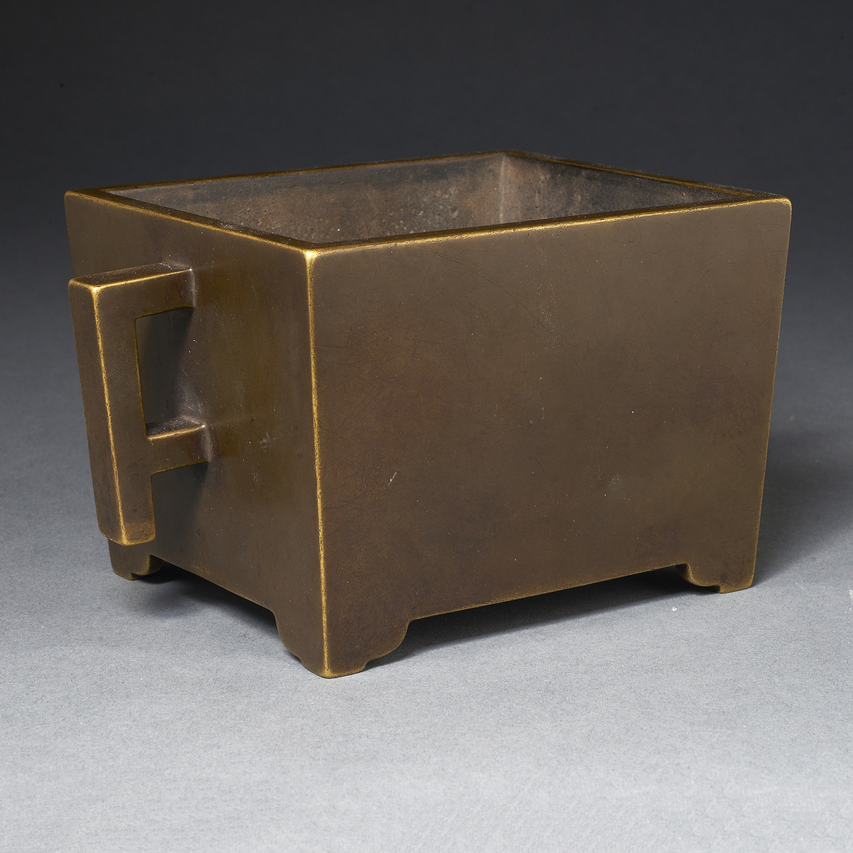 CHINESE SQUARE FORM BRONZE CENSER