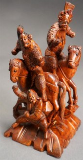 CHINESE STAINED AND CARVED HAR