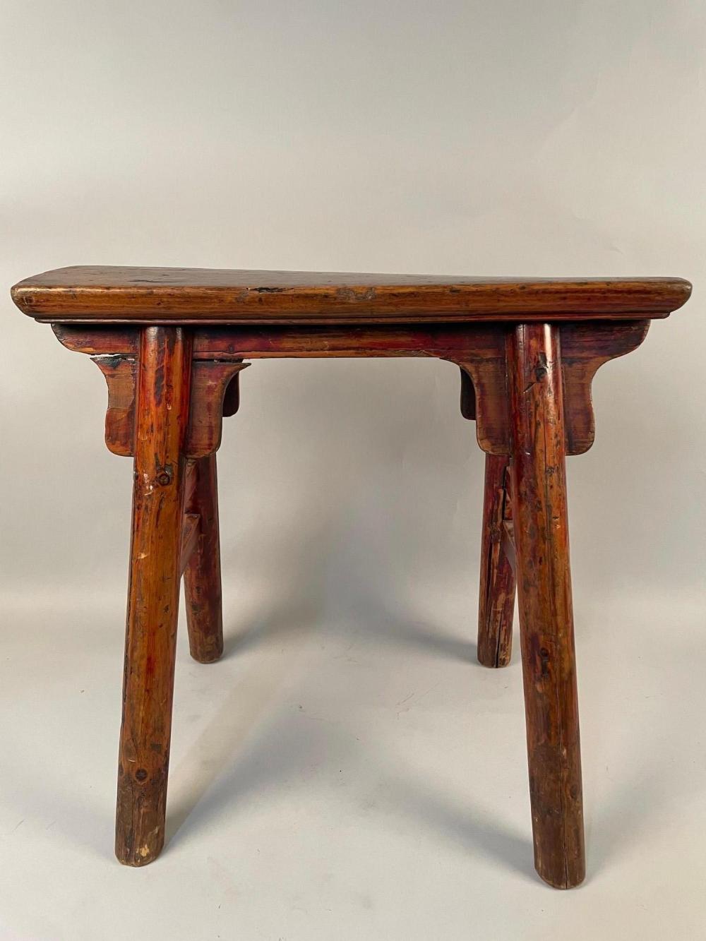 CHINESE STAINED SOFTWOOD BENCH,