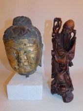 CHINESE STONE BUDDHA & WOOD FI