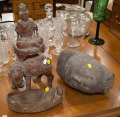 CHINESE STONE HEAD; WOODEN QUA