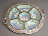 CHINESE STONE MOUNTED PEWTER A