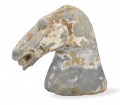 CHINESE STONEWARE HORSE HEAD,