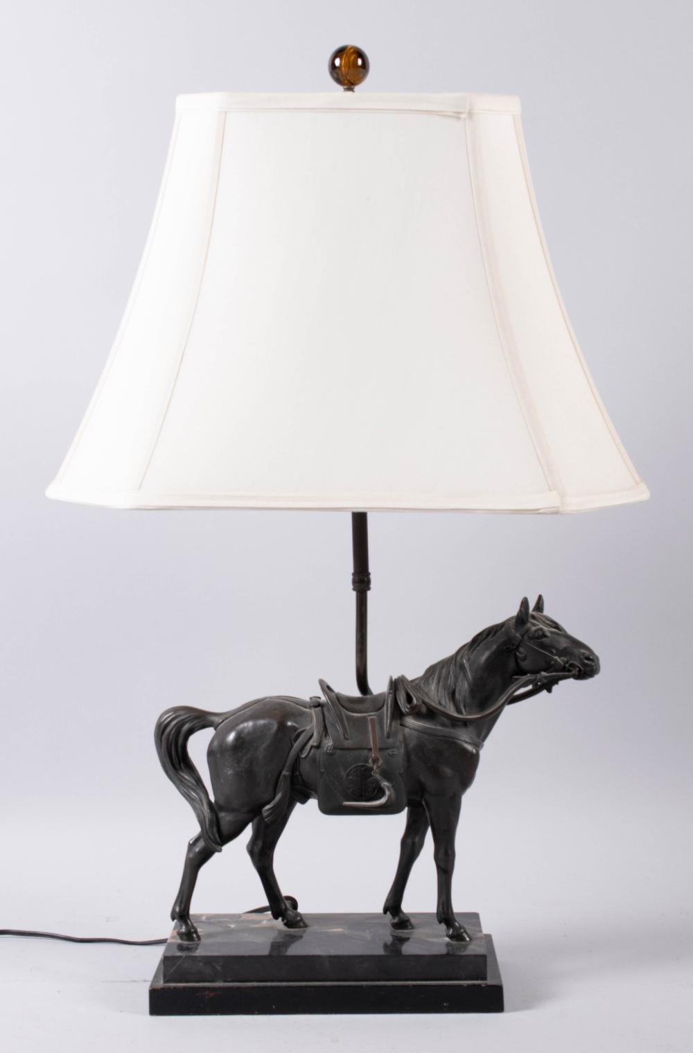 CHINESE STYLE BRONZE HORSE LAMP
