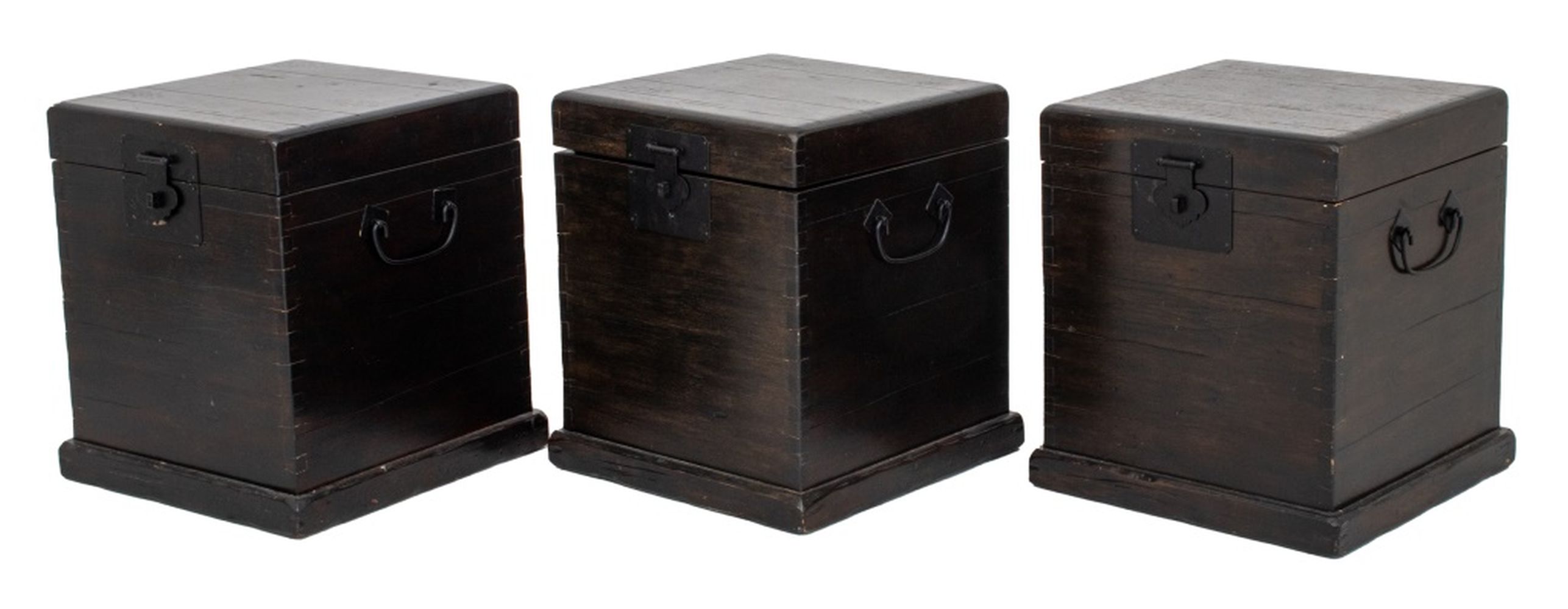 CHINESE STYLE EBONIZED CHESTS, 3,