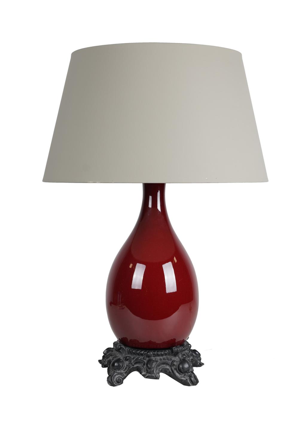 CHINESE STYLE RED PORCELAIN TABLE