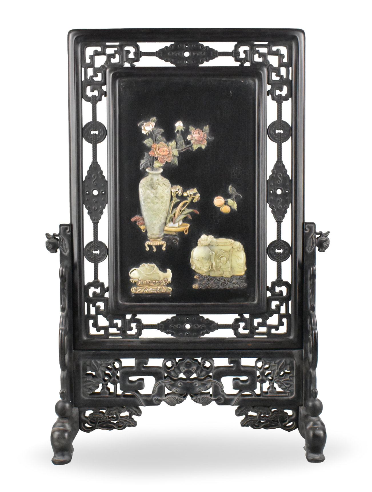 CHINESE TABLE SCREEN W/ JADE &