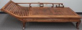 CHINESE TEAK CHAISE LOUNGE WID