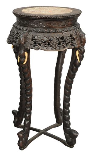 CHINESE TEAK STAND, HAVING INSET