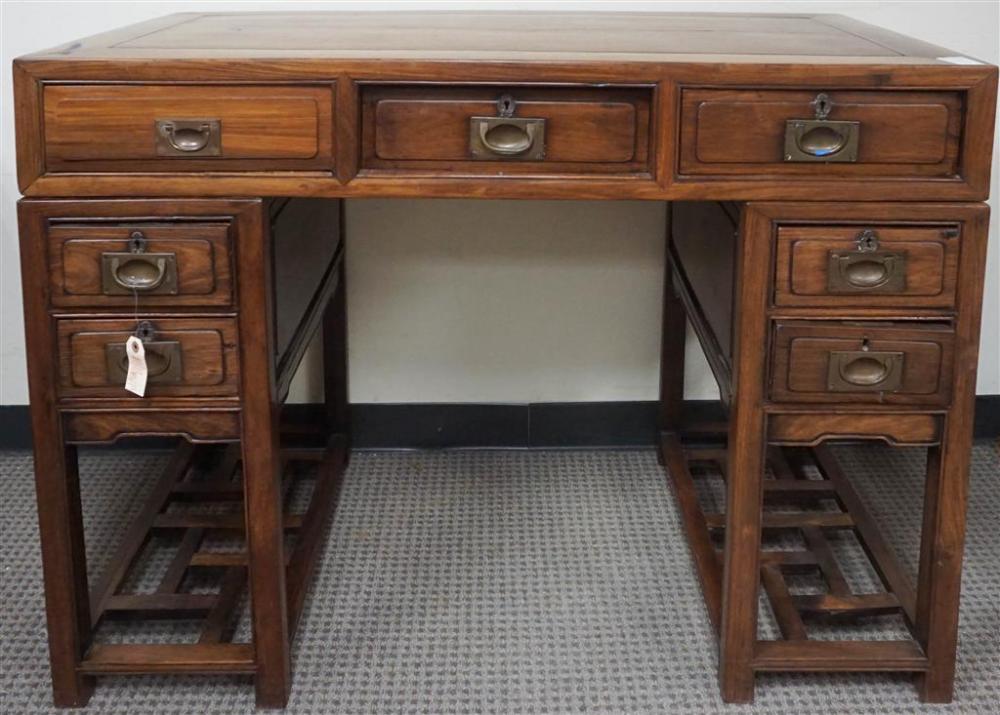 CHINESE TEAK TABLE DESK, H: 34;
