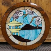 CHINESE THEMED STAINED GLASS W