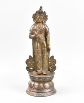 CHINESE TIBETAN BRONZE STANDIN