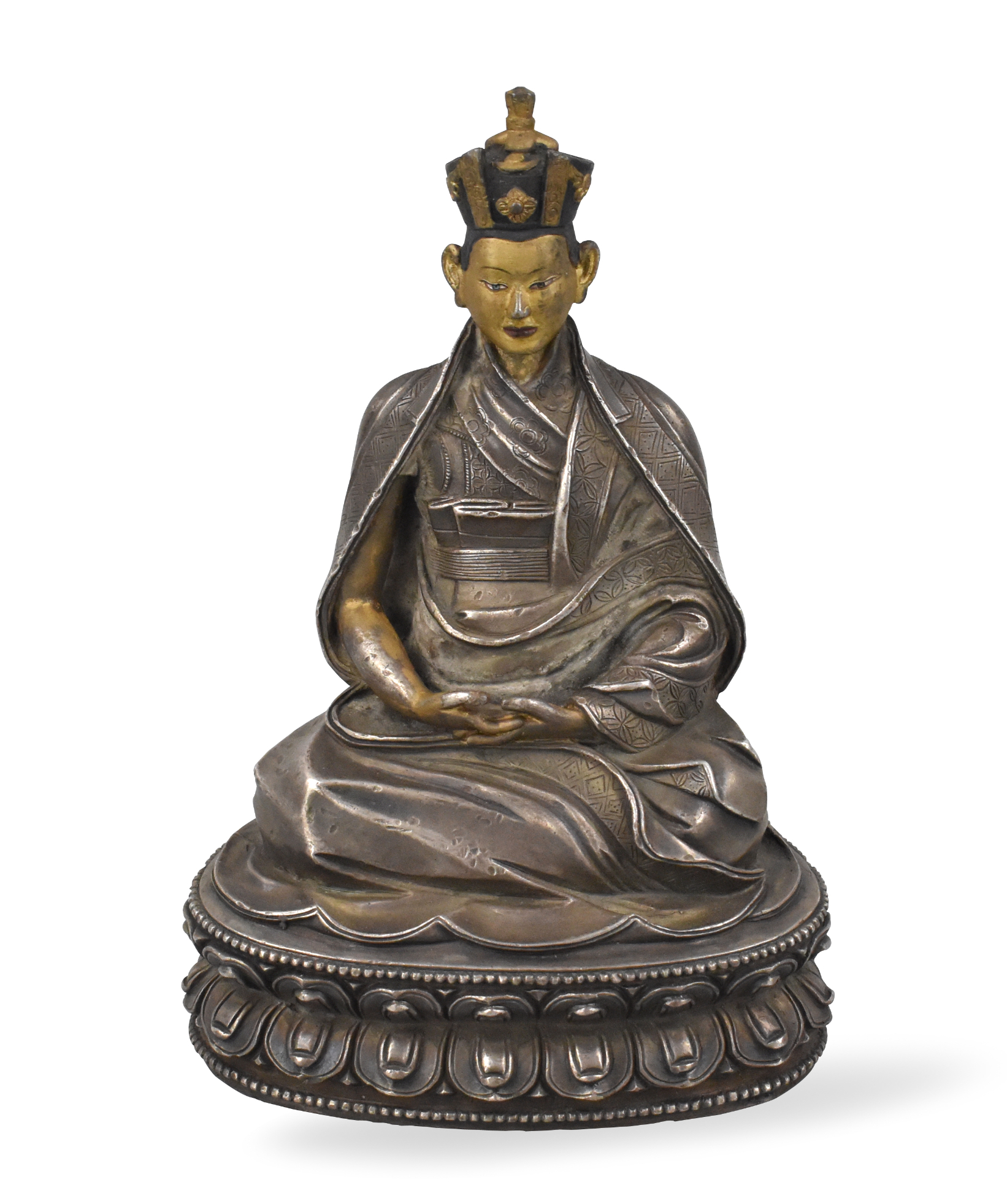 CHINESE TIBETAN GILT SILVER