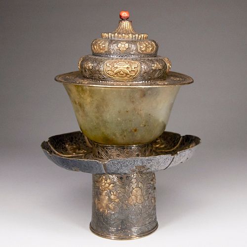 CHINESE TIBETAN SILVER GILT CUP