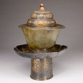 CHINESE TIBETAN SILVER GILT CU