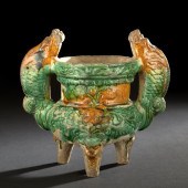 Chinese Tilework Glazed Tripod