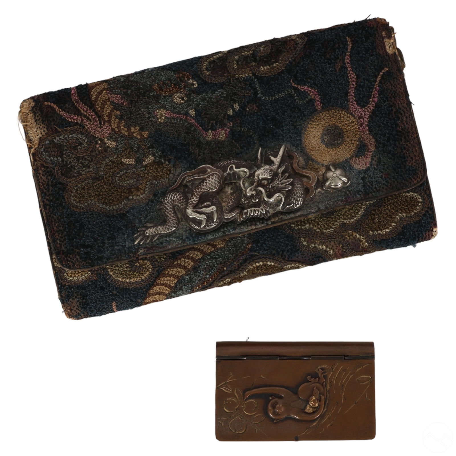 CHINESE TOBACCO SILVER POUCH AND