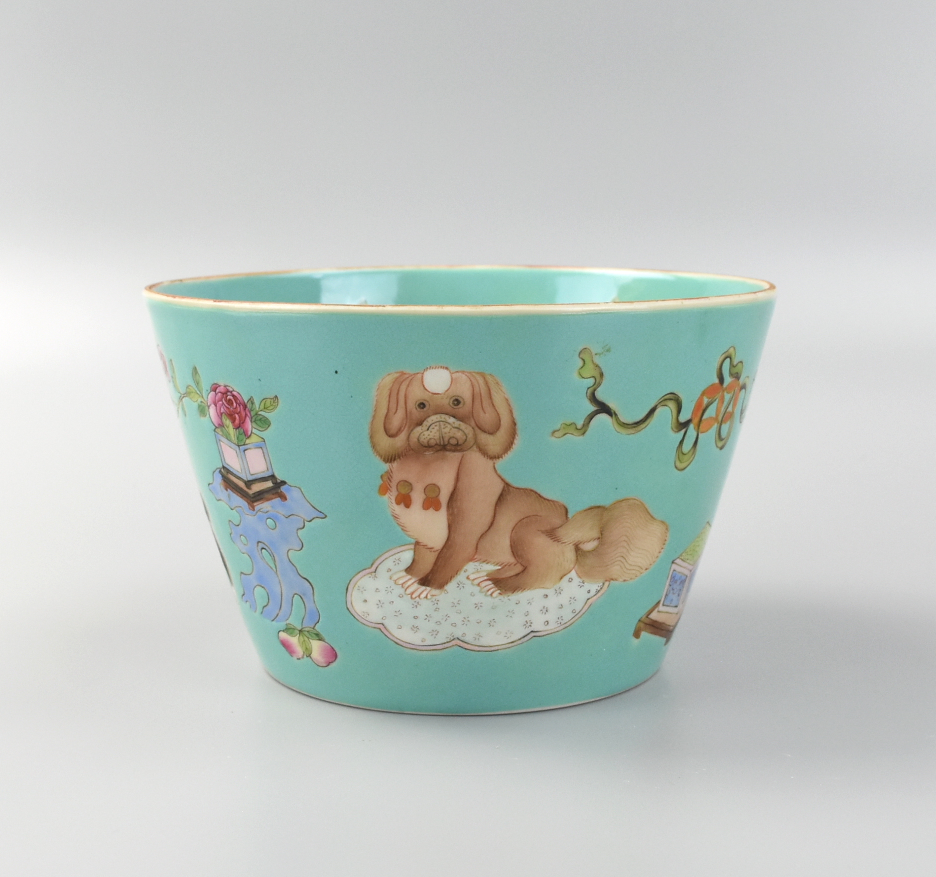 CHINESE TURQOISE GROUND BOWL W/