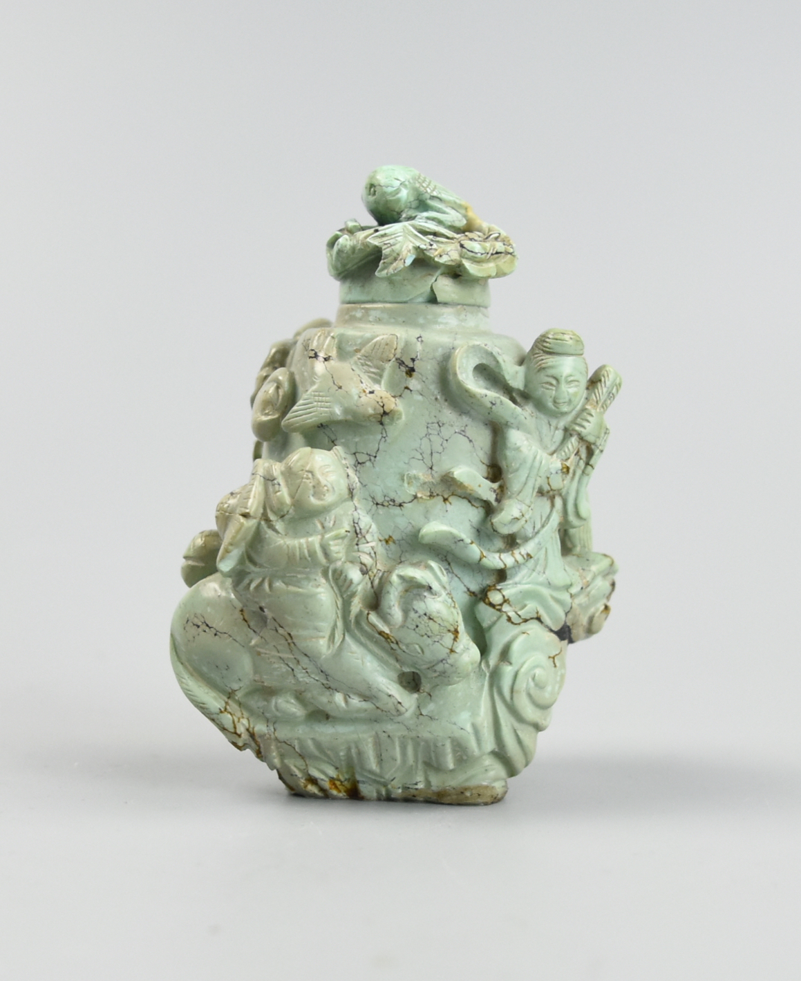 CHINESE TURQUOISE CARVED BOTTLE