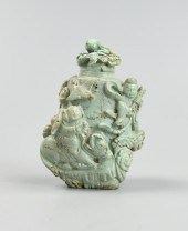 CHINESE TURQUOISE CARVED BOTTL