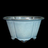 CHINESE TURQUOISE GLAZED LOTUS