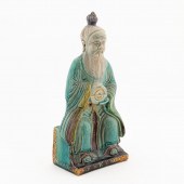 CHINESE TURQUOISE SEATED CERAM