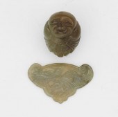 CHINESE TWO CARVED NEPHRITE JA