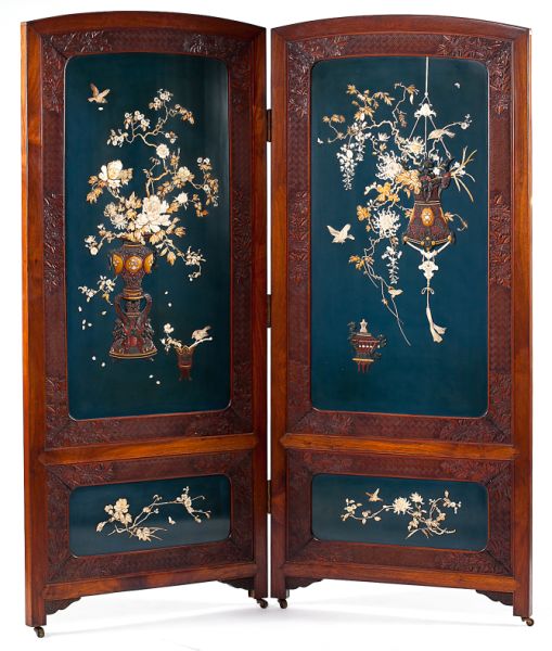 Chinese Two Panel Inlaid Floor