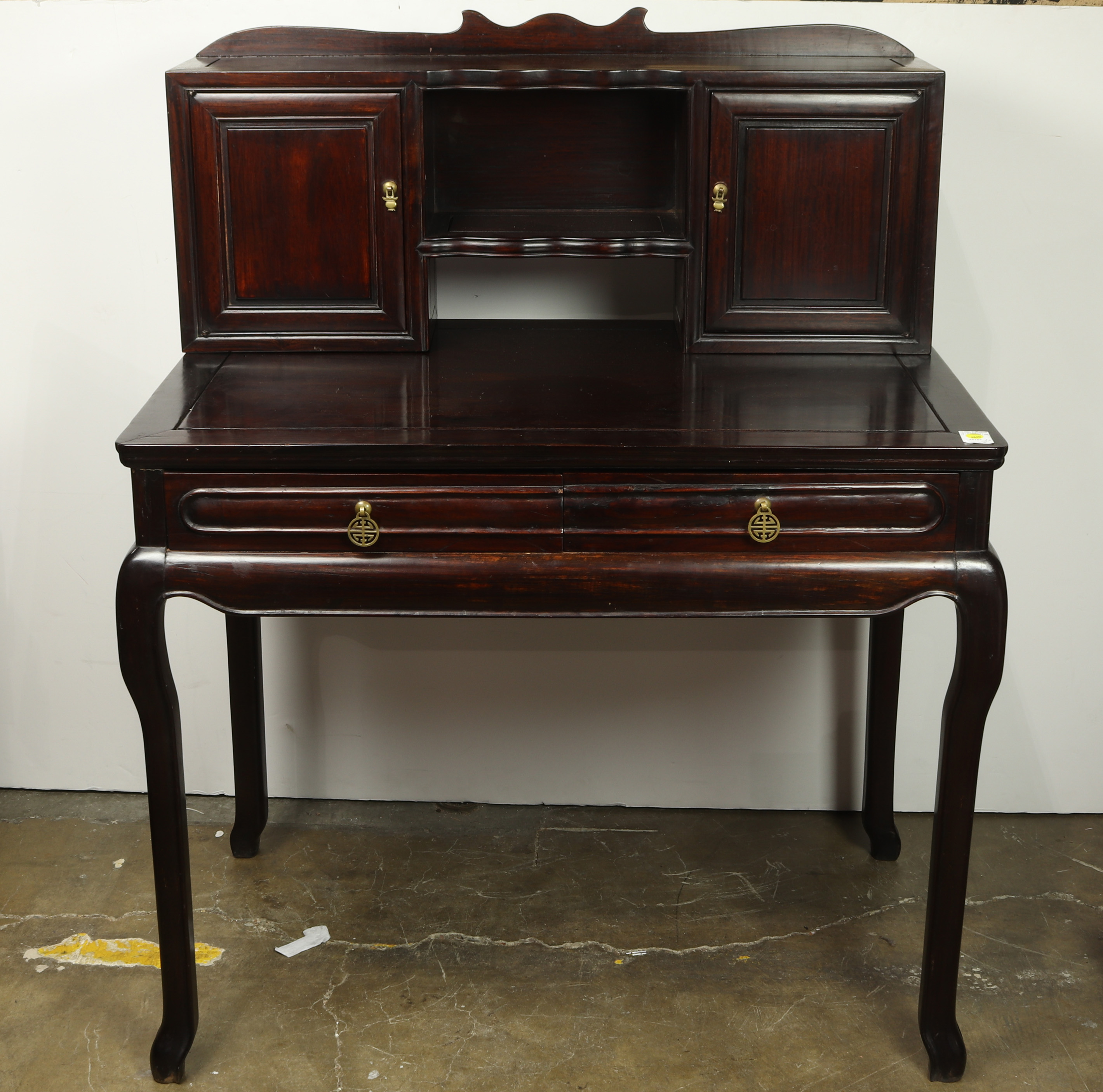 CHINESE TWO-PART HARDWOOD DESK OR