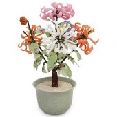 CHINESE VINTAGE GLASS BONSAI T