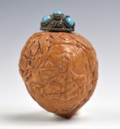 CHINESE WALNUT CARVED SNUFF BO