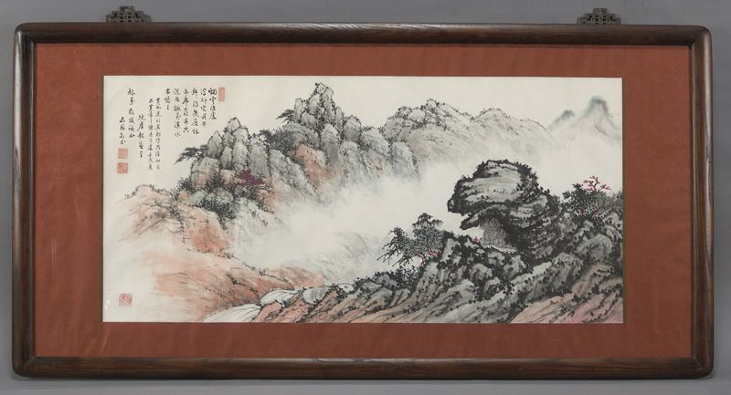 Chinese watercolor framed