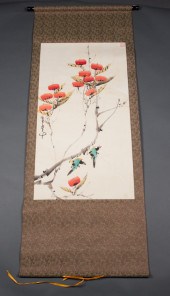 Chinese watercolor of birds on